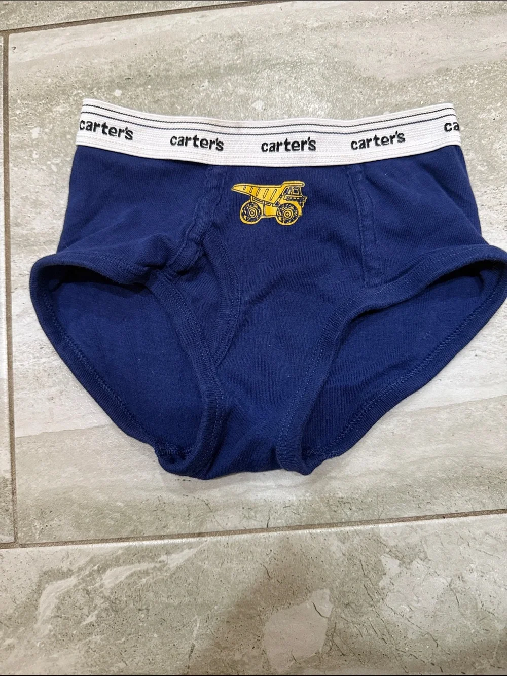 Carter's Navy Briefs with Yellow Dump Truck Graphic